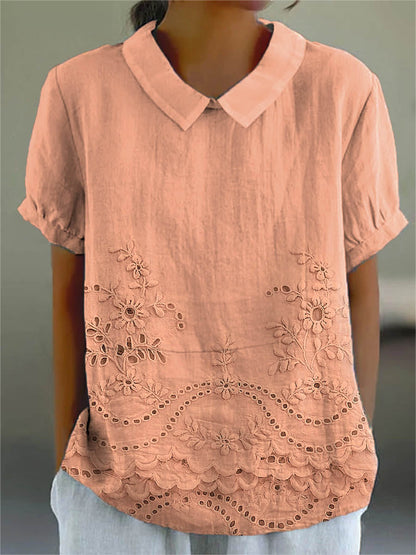 Lily | Blomstret Brodert Skjorte
