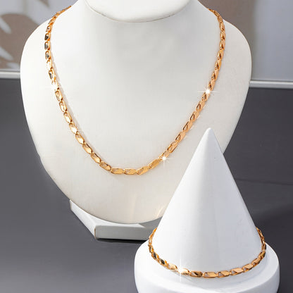 Elegant 18k Gull Halskjede og Armbånd Sett