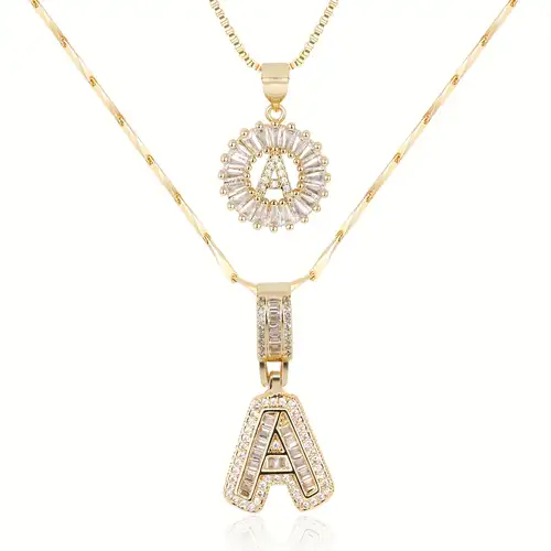 Elegant Pave Bokstav Initial Halssmykke Sett