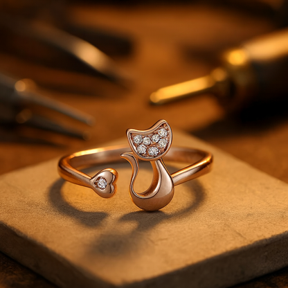 Åpen ring med søt katt