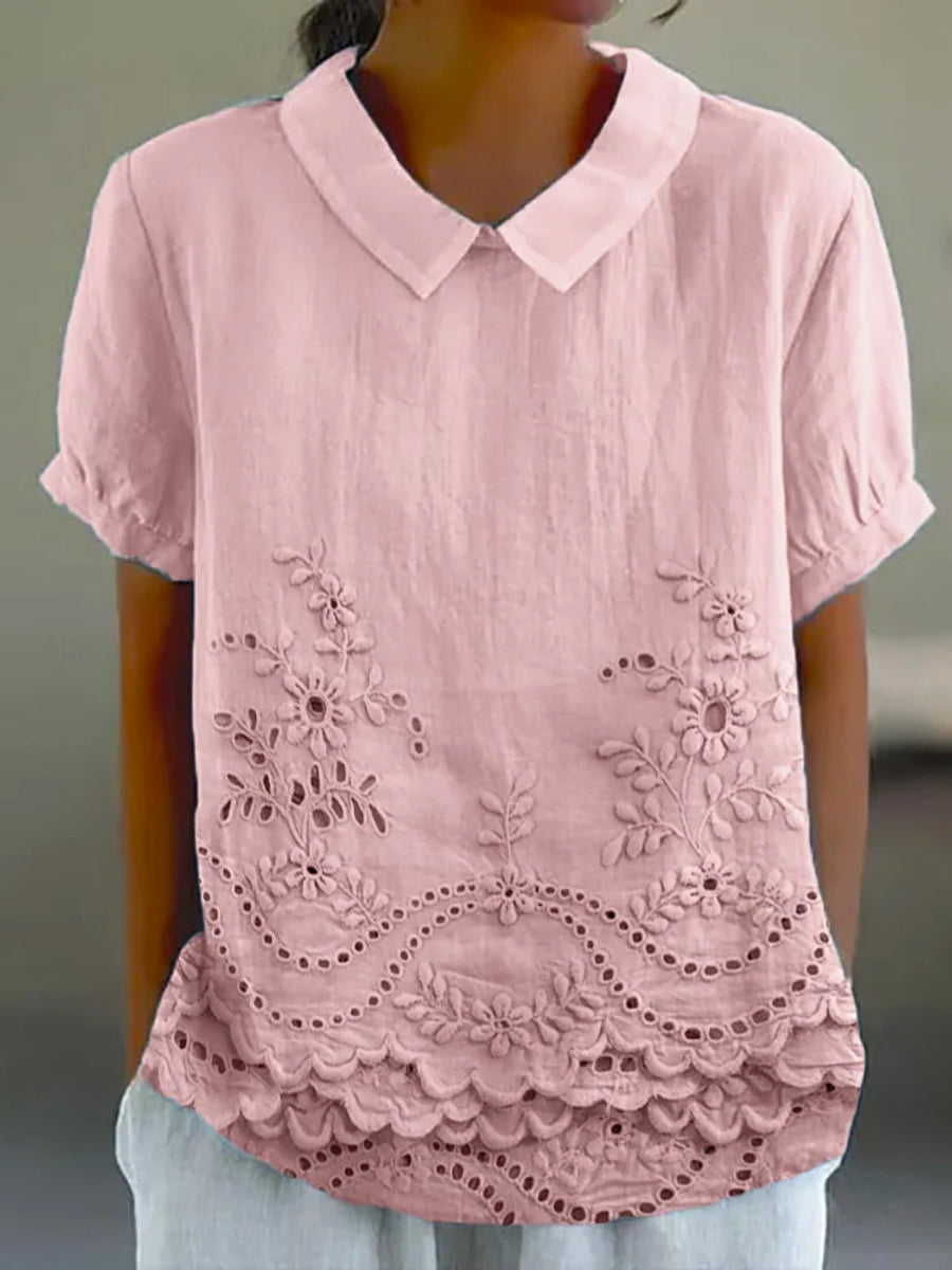 Lily | Blomstret Brodert Skjorte