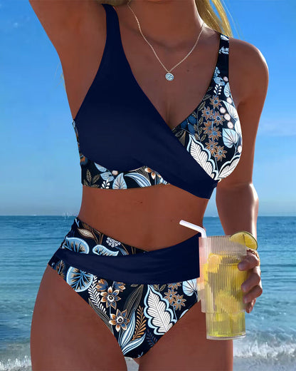Bikini Kontrastfarge Mote Blomster