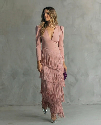 Chiara – Elegant Kjole med Frynseermer