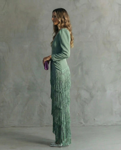 Chiara – Elegant Kjole med Frynseermer