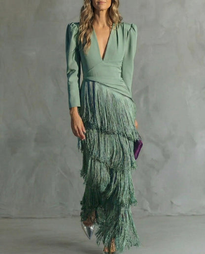 Chiara – Elegant Kjole med Frynseermer