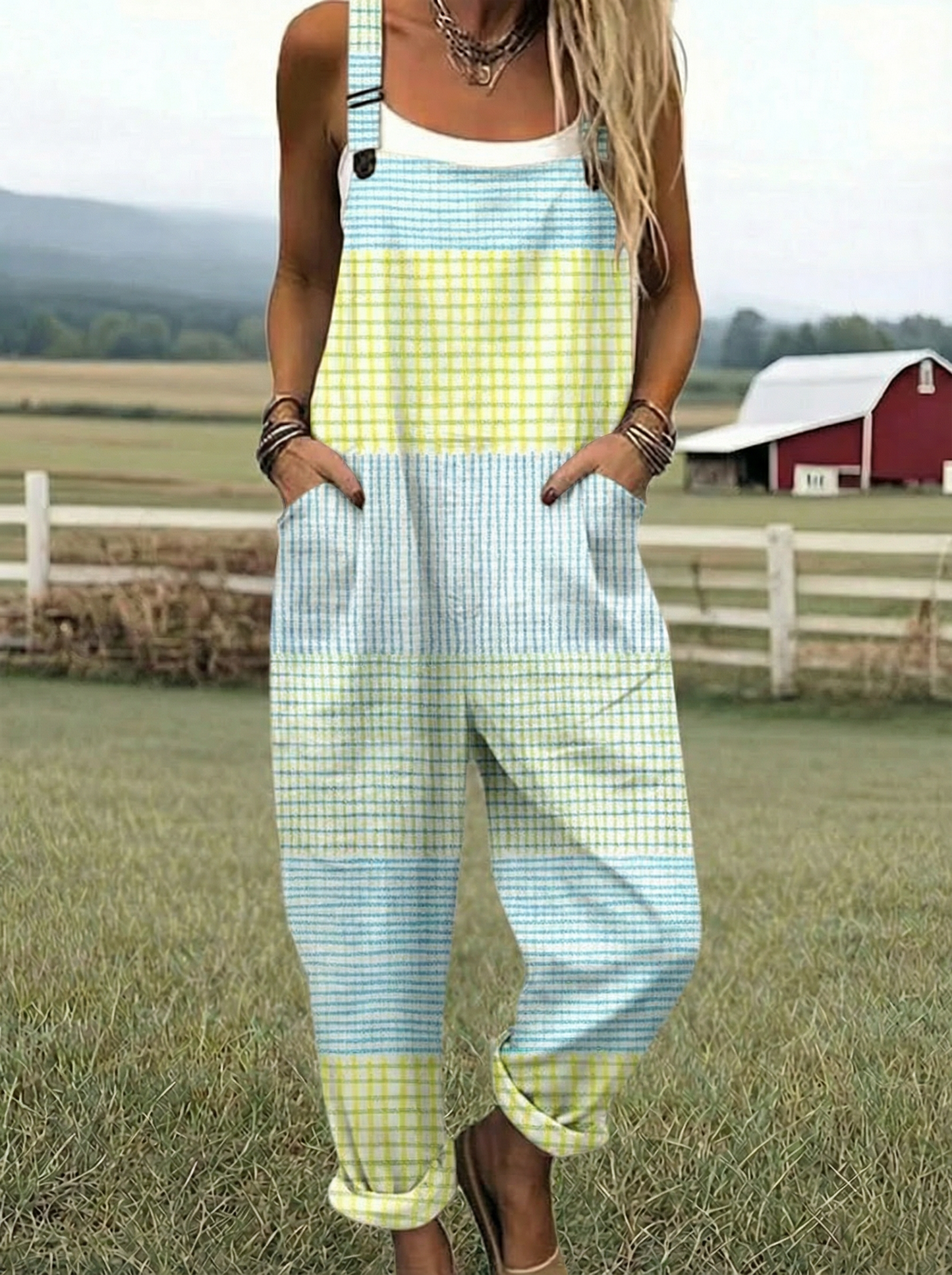 Peyton | Pastellrutet Jumpsuit