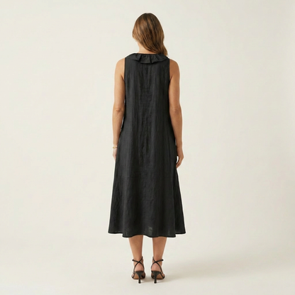 Vicky | Ruffle-Front V-Neck Sleeveless Maxi Dress