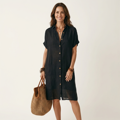 Nidalie | Midi Shirt Dress with Rolled Cuffs