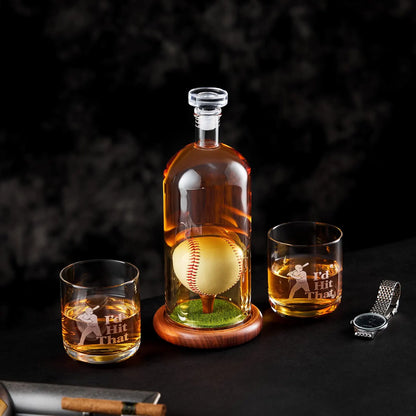 Whiskeyflaske - Baseball Set Utgave med Glass