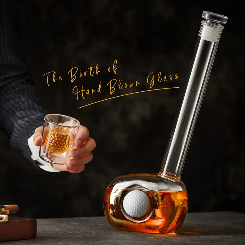 Whiskyflaske - Golfklubbsett-utgave med glass
