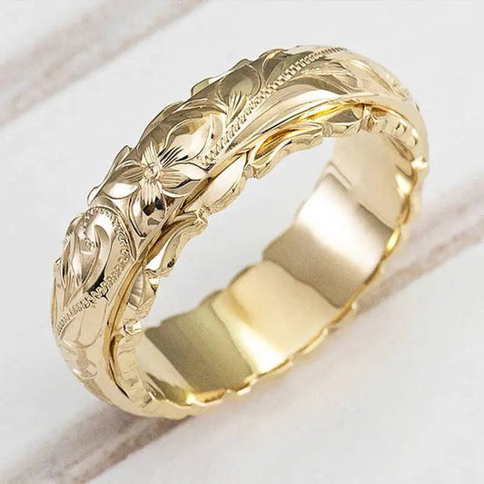 Antikk Inspirert Gullblomster Ring