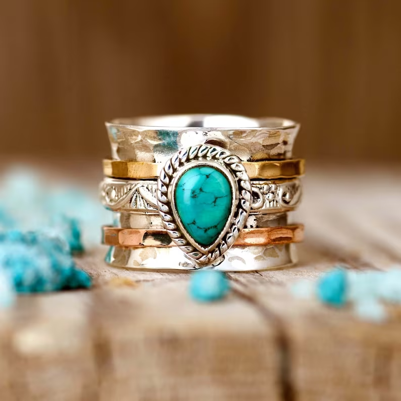 Antikk Inlaid Gull Ring