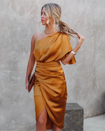 Tamari™ | Elegant Satin Midi Kjole