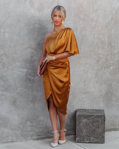 Tamari™ | Elegant Satin Midi Kjole