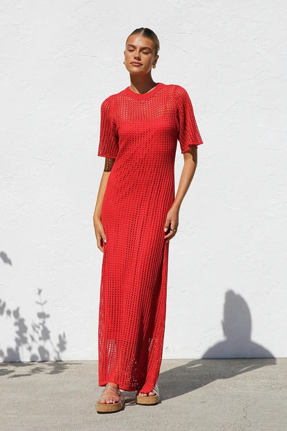 ESSENSIELL - Airlie Heklet Maxi Kjole - Naturlig