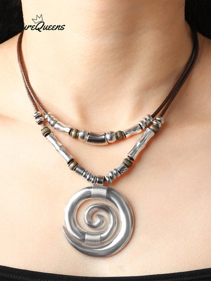 Swirl Totem Vintage Bohemsk Halskjede