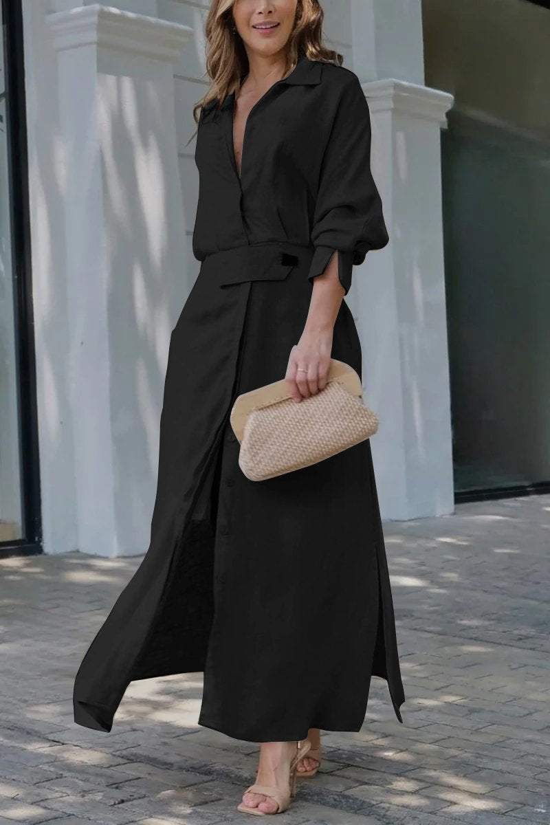 ELISABETTA | Elegant Maxikjole med V-hals og Flytende Snitt for en Chic Sommer