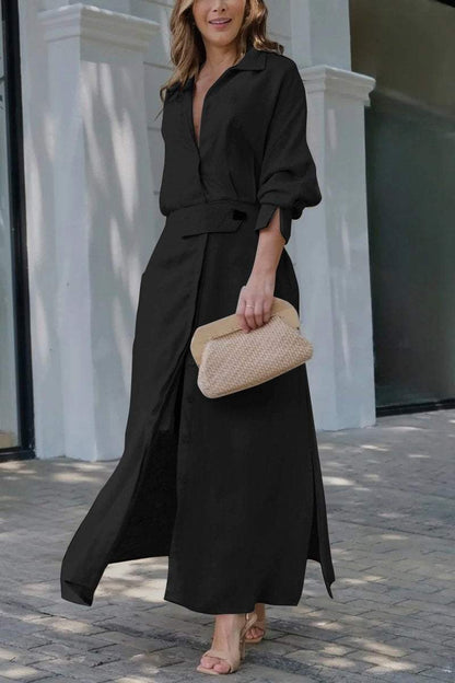 ELISABETTA | Elegant Maxikjole med V-hals og Flytende Snitt for en Chic Sommer