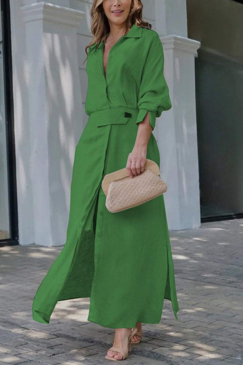 ELISABETTA | Elegant Maxikjole med V-hals og Flytende Snitt for en Chic Sommer