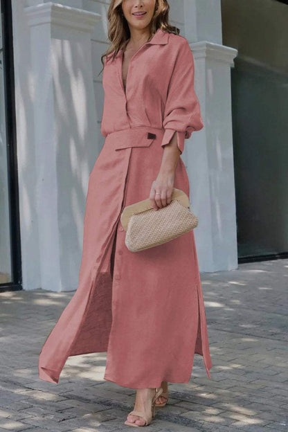 ELISABETTA | Elegant Maxikjole med V-hals og Flytende Snitt for en Chic Sommer
