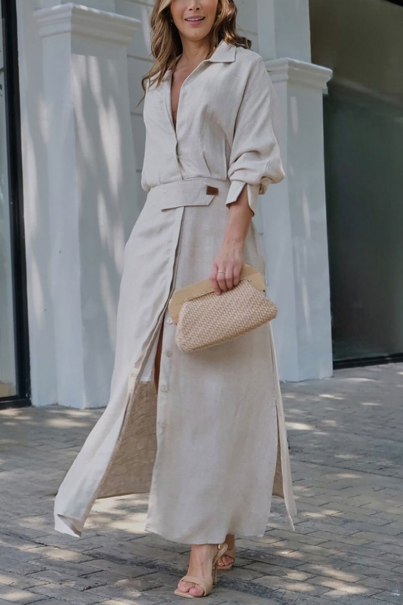 ELISABETTA | Elegant Maxikjole med V-hals og Flytende Snitt for en Chic Sommer