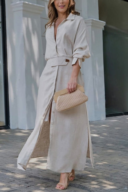 ELISABETTA | Elegant Maxikjole med V-hals og Flytende Snitt for en Chic Sommer