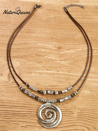Swirl Totem Vintage Bohemsk Halskjede