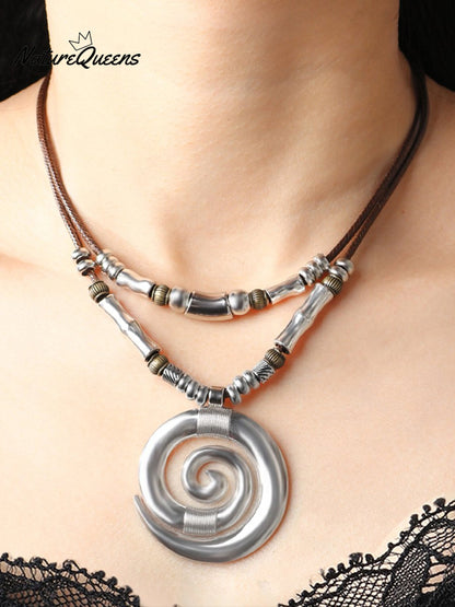 Swirl Totem Vintage Bohemsk Halskjede