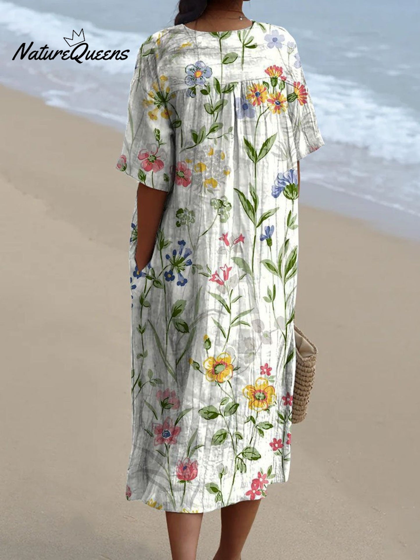 Kvinnelig Vintage Blomstrete Casual Flytende Kjole