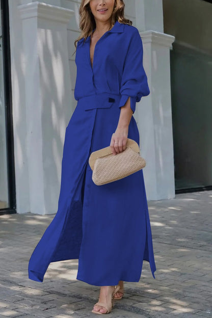 ELISABETTA | Elegant Maxikjole med V-hals og Flytende Snitt for en Chic Sommer