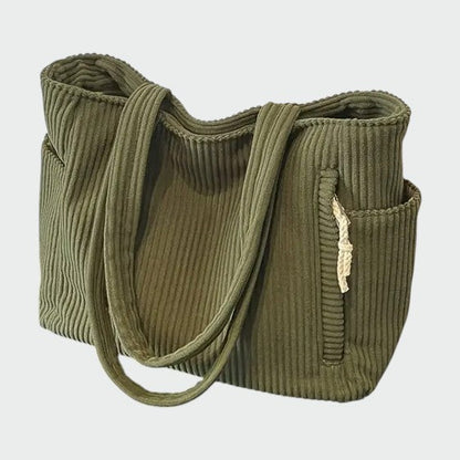 Tilda – Ribbete Tote Bag med Snor Detalj
