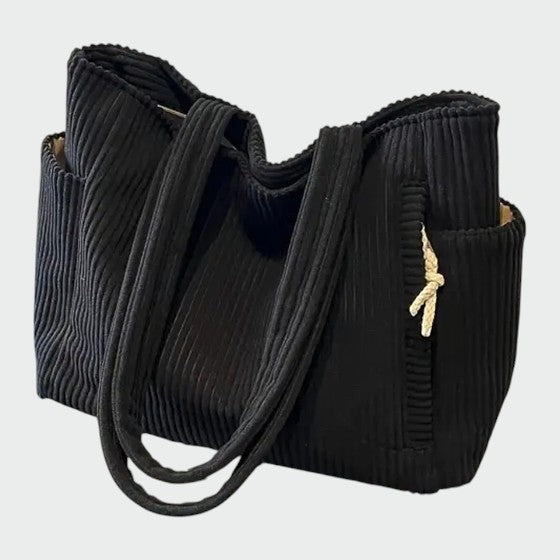 Tilda – Ribbete Tote Bag med Snor Detalj