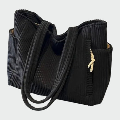 Tilda – Ribbete Tote Bag med Snor Detalj