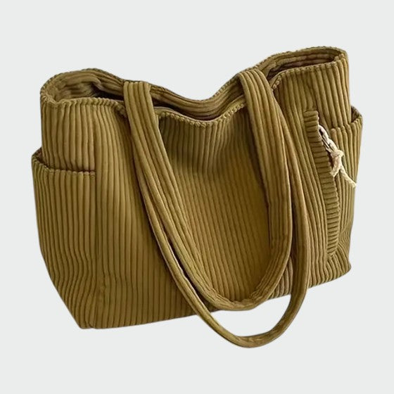 Tilda – Ribbete Tote Bag med Snor Detalj