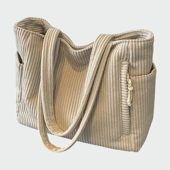 Tilda – Ribbete Tote Bag med Snor Detalj