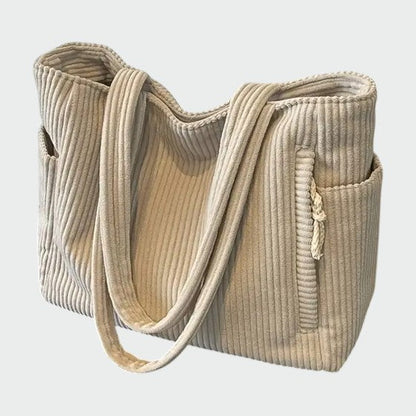 Tilda – Ribbete Tote Bag med Snor Detalj