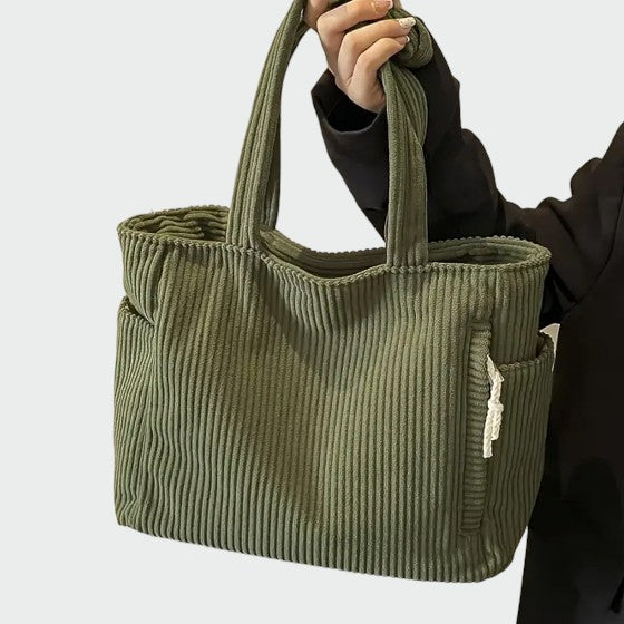 Tilda – Ribbete Tote Bag med Snor Detalj