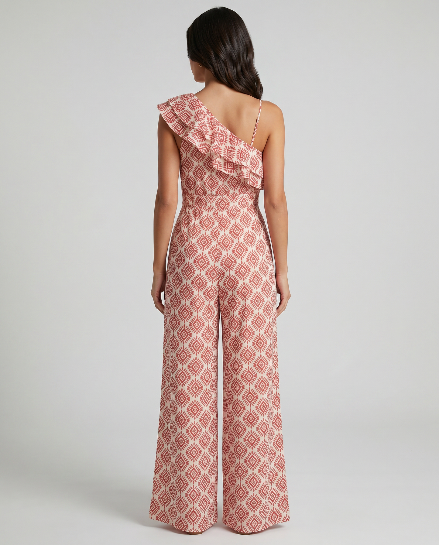 Jimena | Lang jumpsuit med geometrisk vårmønster