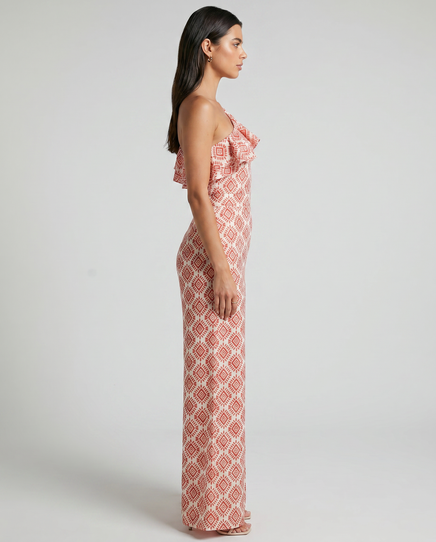Jimena | Lang jumpsuit med geometrisk vårmønster