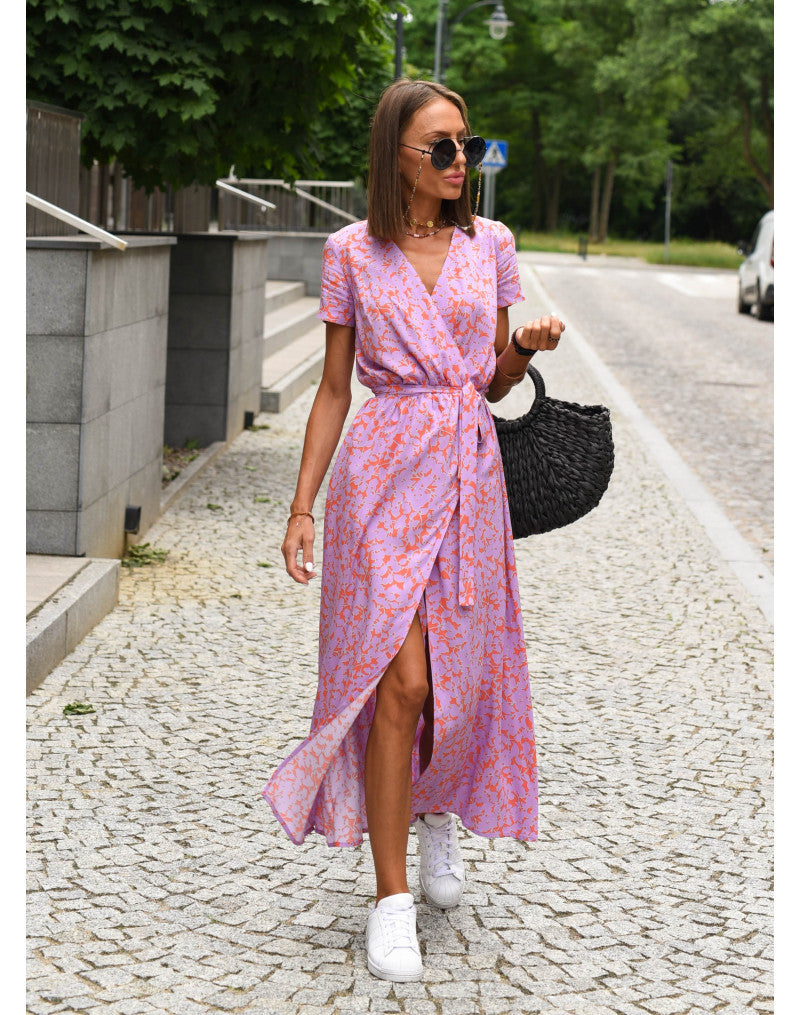 Talia™ | Stilig V-hals Blomsterkjole