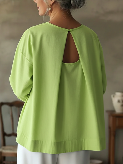 Elegant Ryggløs Design 100% Bomull Skjorte Topp