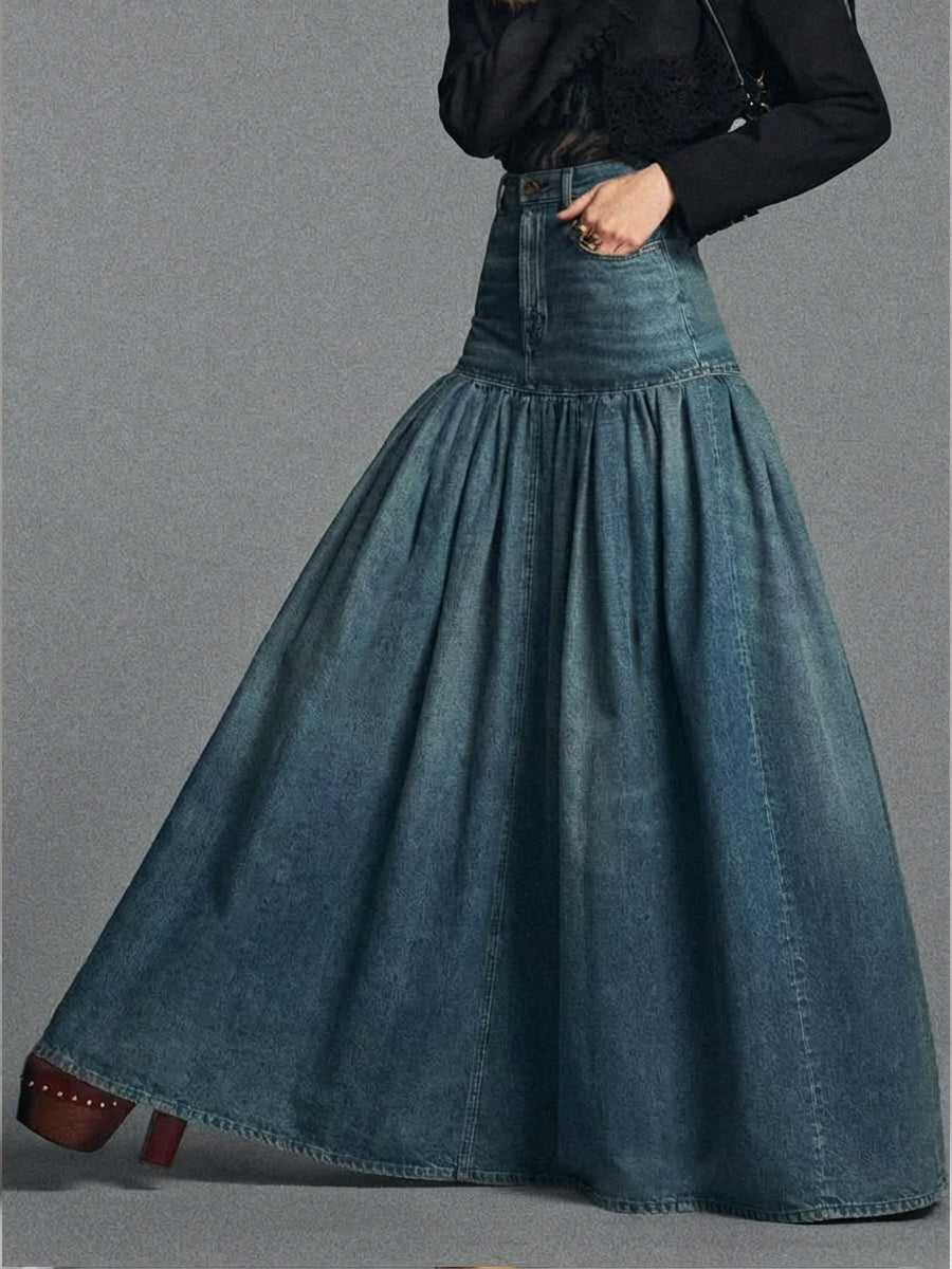 Casual Maxi Denim Skjørt