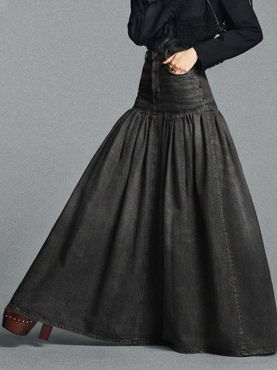 Casual Maxi Denim Skjørt