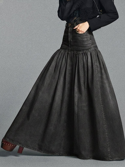 Casual Maxi Denim Skjørt