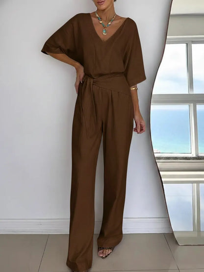 Dame Jumpsuit i Lin og Bomull