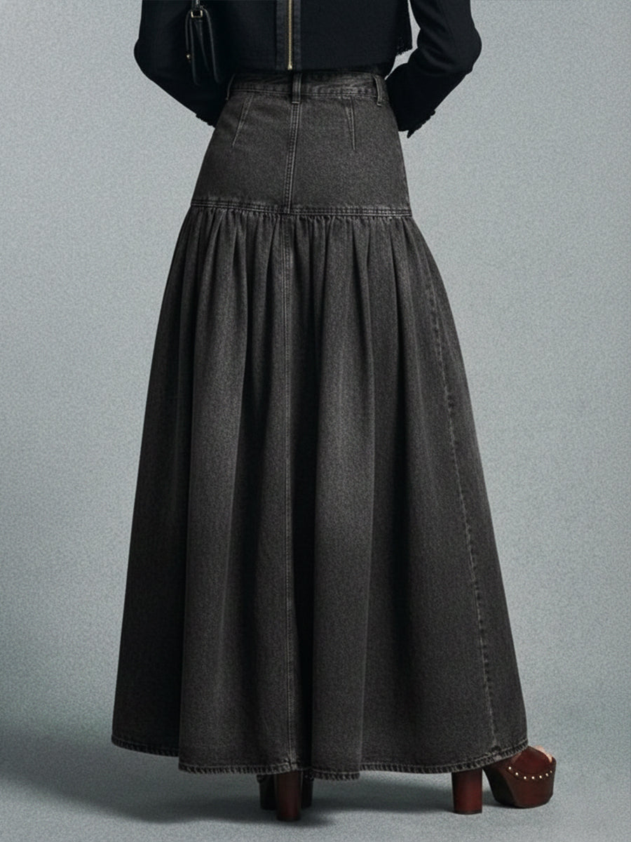 Casual Maxi Denim Skjørt