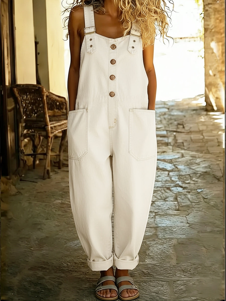 Dame Casual Denim Overall Med Justerbar Spenne