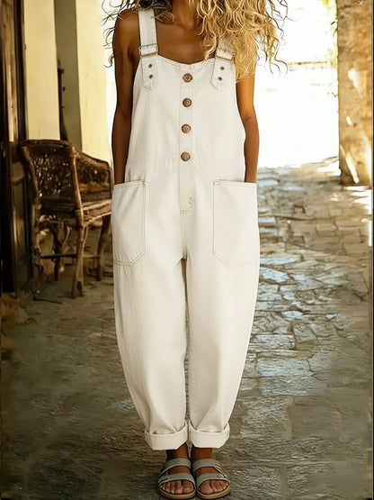 Dame Casual Denim Overall Med Justerbar Spenne
