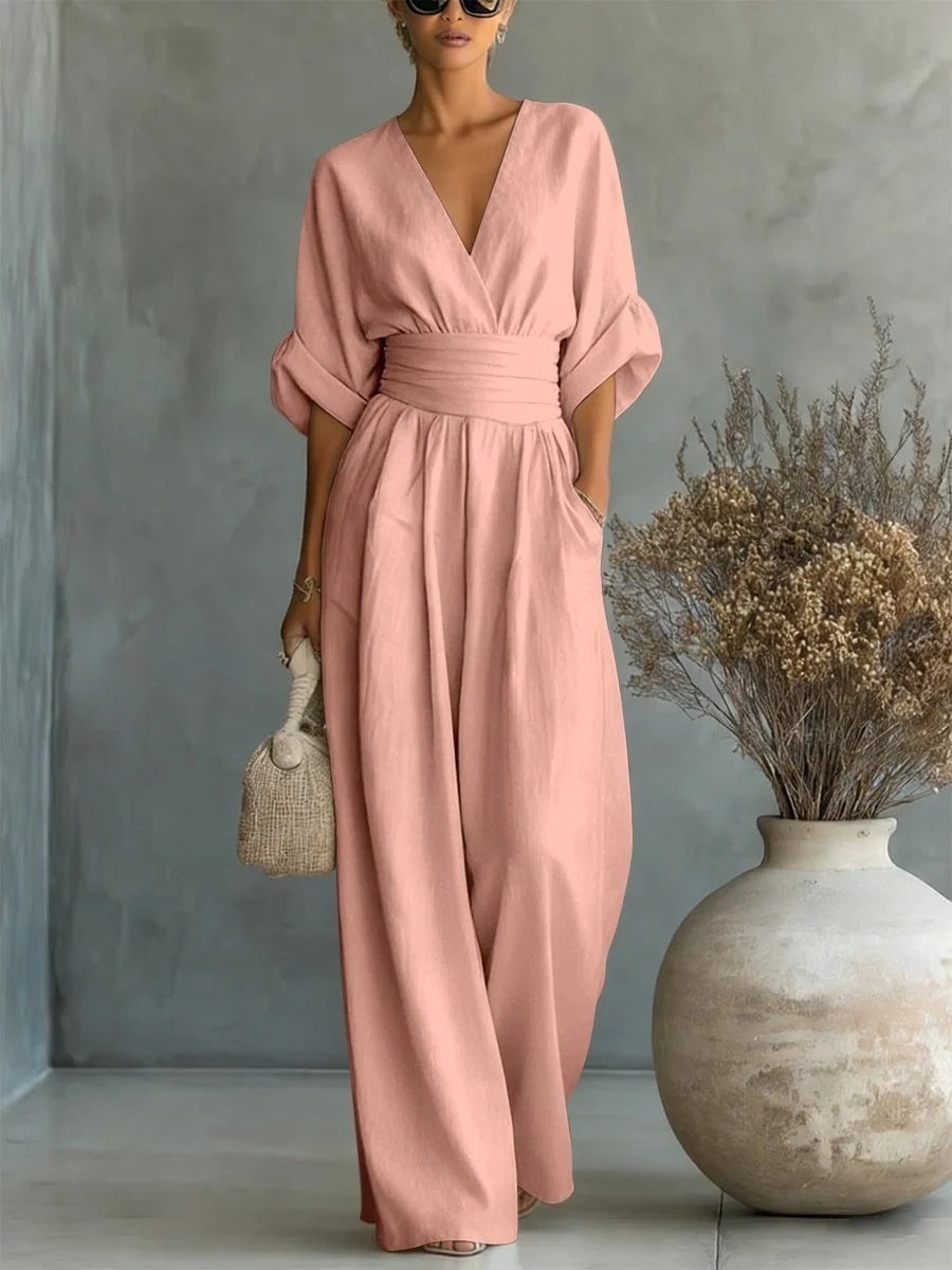 ESSENSIELL - Elegant V-hals Høy Midje Jumpsuit
