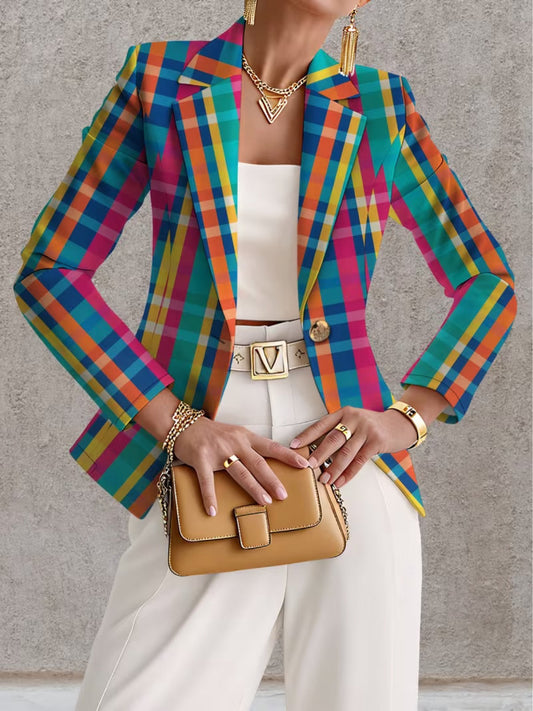 Rosaline™ | Rainbow Plaid Blazer